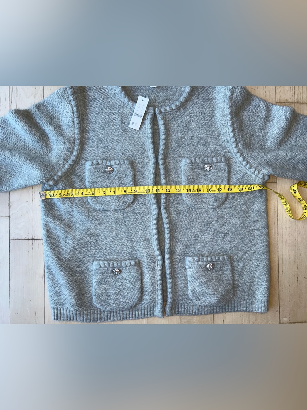 J.Crew Odette Sweater Lady Jacket with Jewel Buttons Heather Gray Size Large NWT - Picture 15 of 16